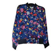 Luxury Kenzo Floral Silk Lightweight Bomber Jacket. Sz Small Uk 8 Vgc