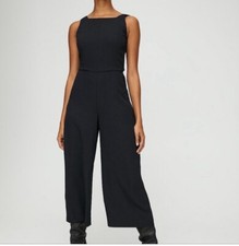 Aritzia  s Wilfred Ecoulement Black Jumpsuit Size 8 Tie Back Pockets Wide Leg