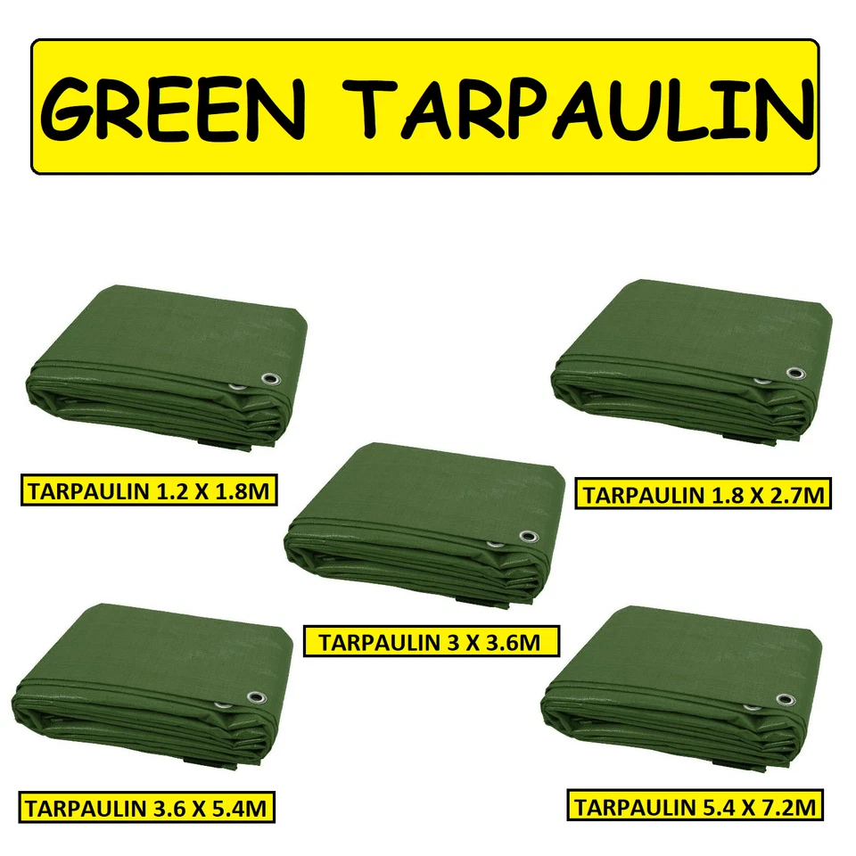GREEN TARPAULIN MULTIPURPOSE WATERPROOF FURNITURE CARAVAN ROOF COVER SHEET