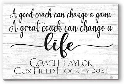 Personalized Coach Gift Plaque    A Great Coach Can Change a Life  | Custom Name
