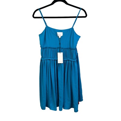 Cinq à Sept Womens Phobed Dress Pleated Tiered Spagetti Straps Pagoda Teal Sz 2*
