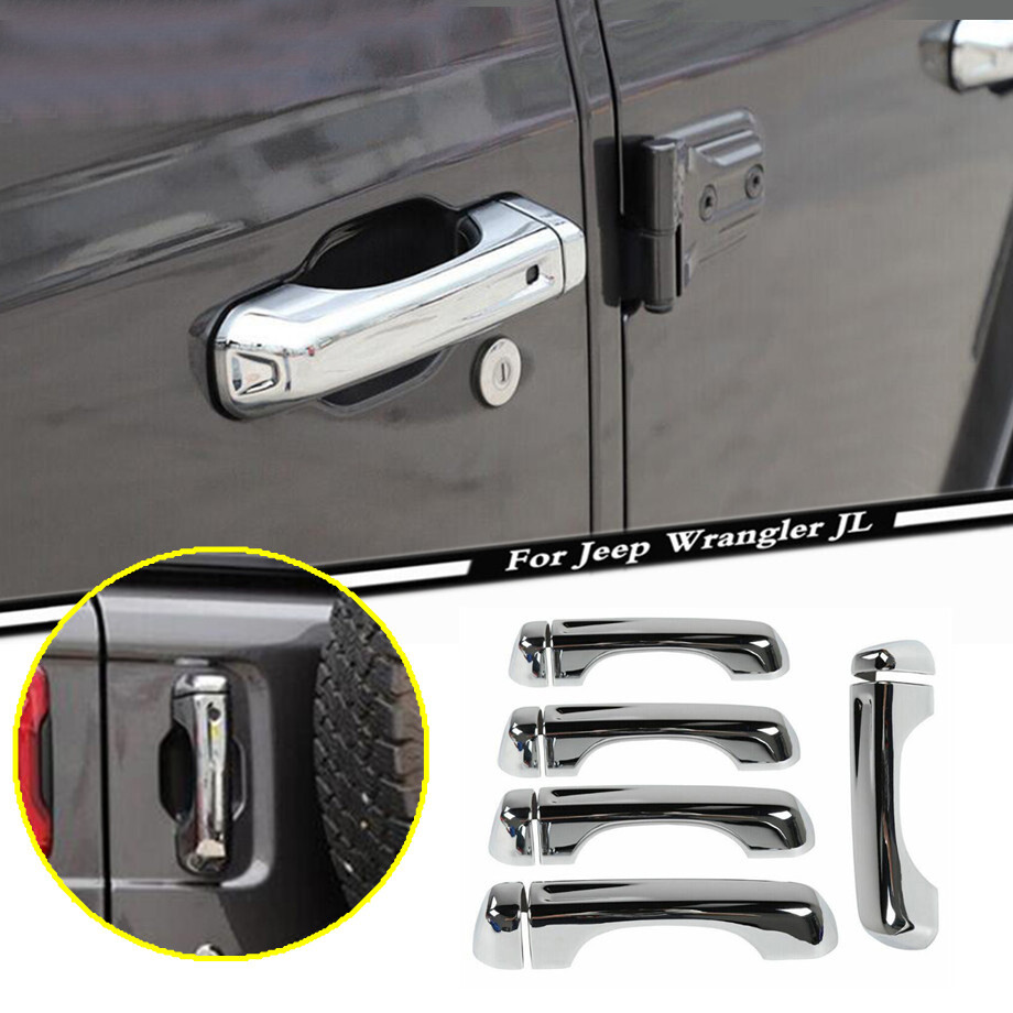 Jeep Wrangler JL 18-2023 Chrome Door Handle Cover Trim Bezel Accessory