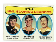 1971-72 Topps Hockey #3 Scoring Leaders Bobby Orr Phil Esposito Bucyk - BEAUTY !