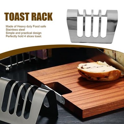 Stainless Steel Toast Rack Bread Holder Holds 4 Slices for Kitchen Countertop