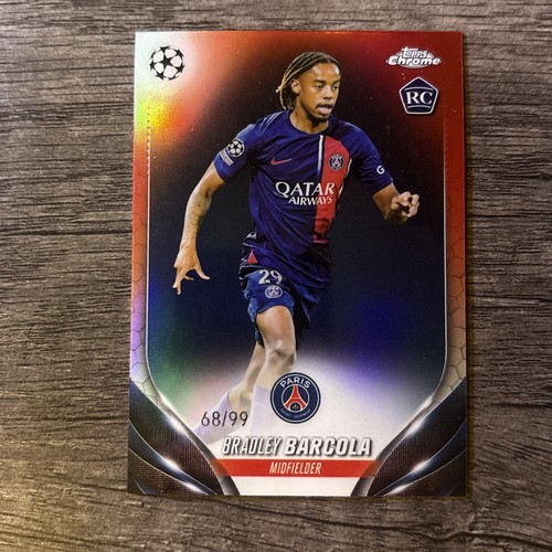 2023-24 Topps Chrome UEFA Club Bradley Barcola #69 Color Match /99 PSG