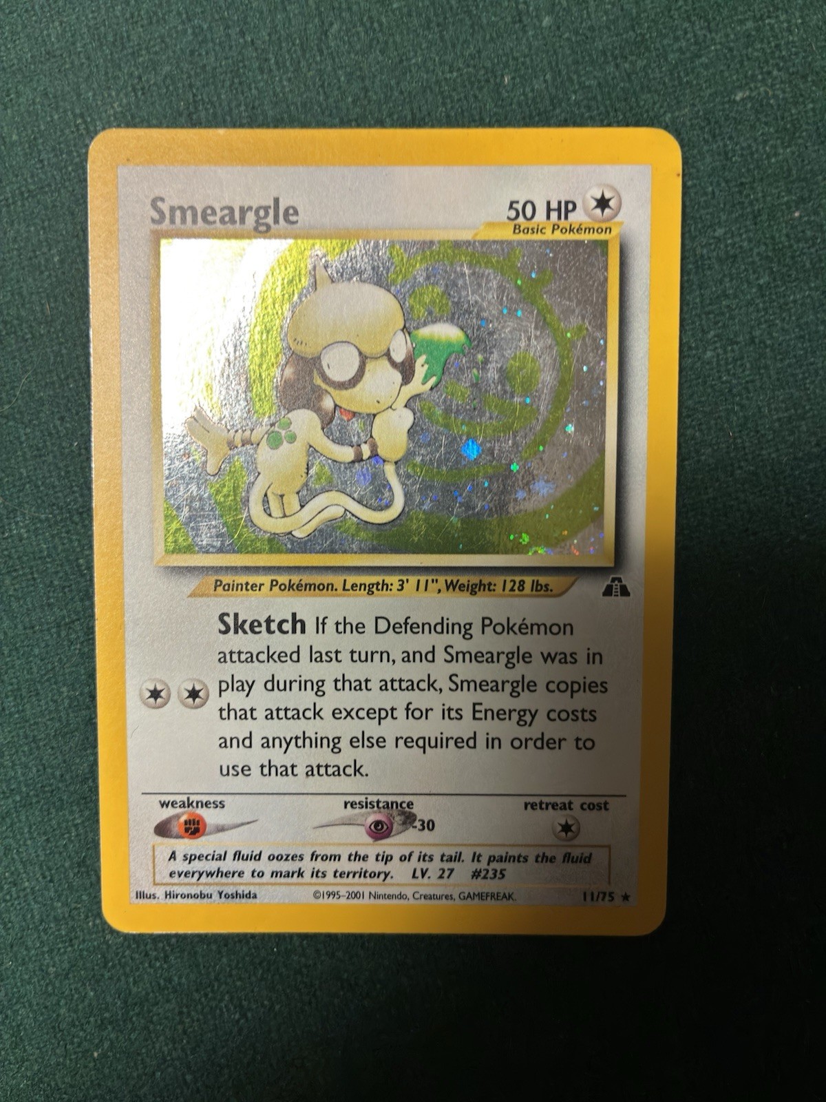 Pokemon TCG Smeargle 11/75 Neo Discovery Holo Rare Holo English 2001 50HP
