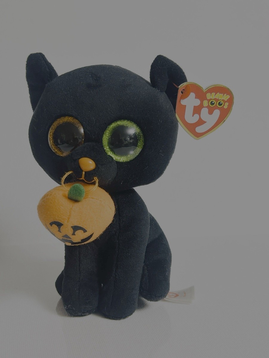 New Ty Beanie Boos SHADOW Halloween Black Cat 6'' Retired Pumpkin