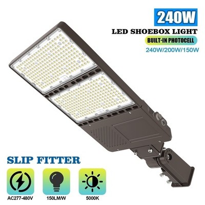 240W/200W/150W 5000K LED Parking Lot Light Dusk to Dawn Street Shoebox Lighting