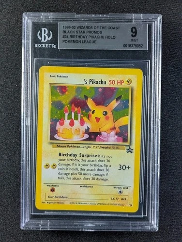 1999 Pokemon BIRTHDAY PIKACHU #34 Black Star Promo Pokemon League BGS 9