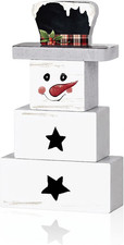 3 1 Sets Christmas Wooden Snowman Tabletop Decor Winter Holiday Shelf Mantel