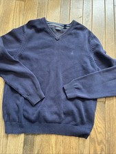 Izod Sweater Mens Large V-neck Long Sleeve Casual Pullover Blue