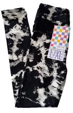 NWT LuLaRoe Gigi & Jax Kids L/XL (8-14) Black Gray White Tie Dye Leggings