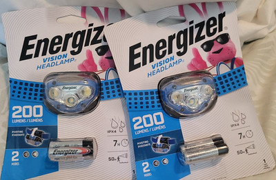 Energizer Vision HD+ LED Headlamp 200 Lumens IPX4, 3x AAA Batteries, 2 Pack