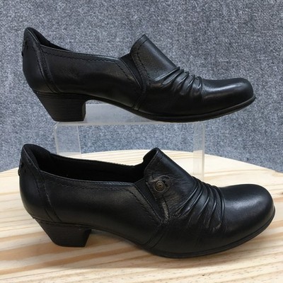 Cobb Hill By Rockport Shoes Womens 9.5M Adele Slip On Loafer Heels CBD10BK Black