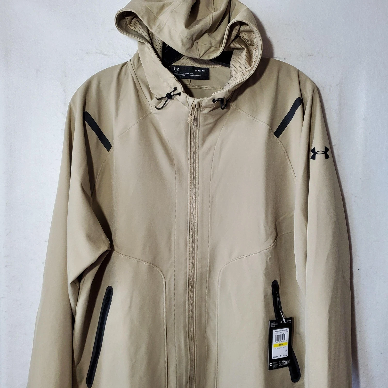 Under Armour UA Storm Unstoppable Jacket Mens Medium Beige Hooded Full Zip