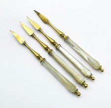 VICTORIAN MOTHER OF PEARL NUT PICKS c1890 GOLD PLATED