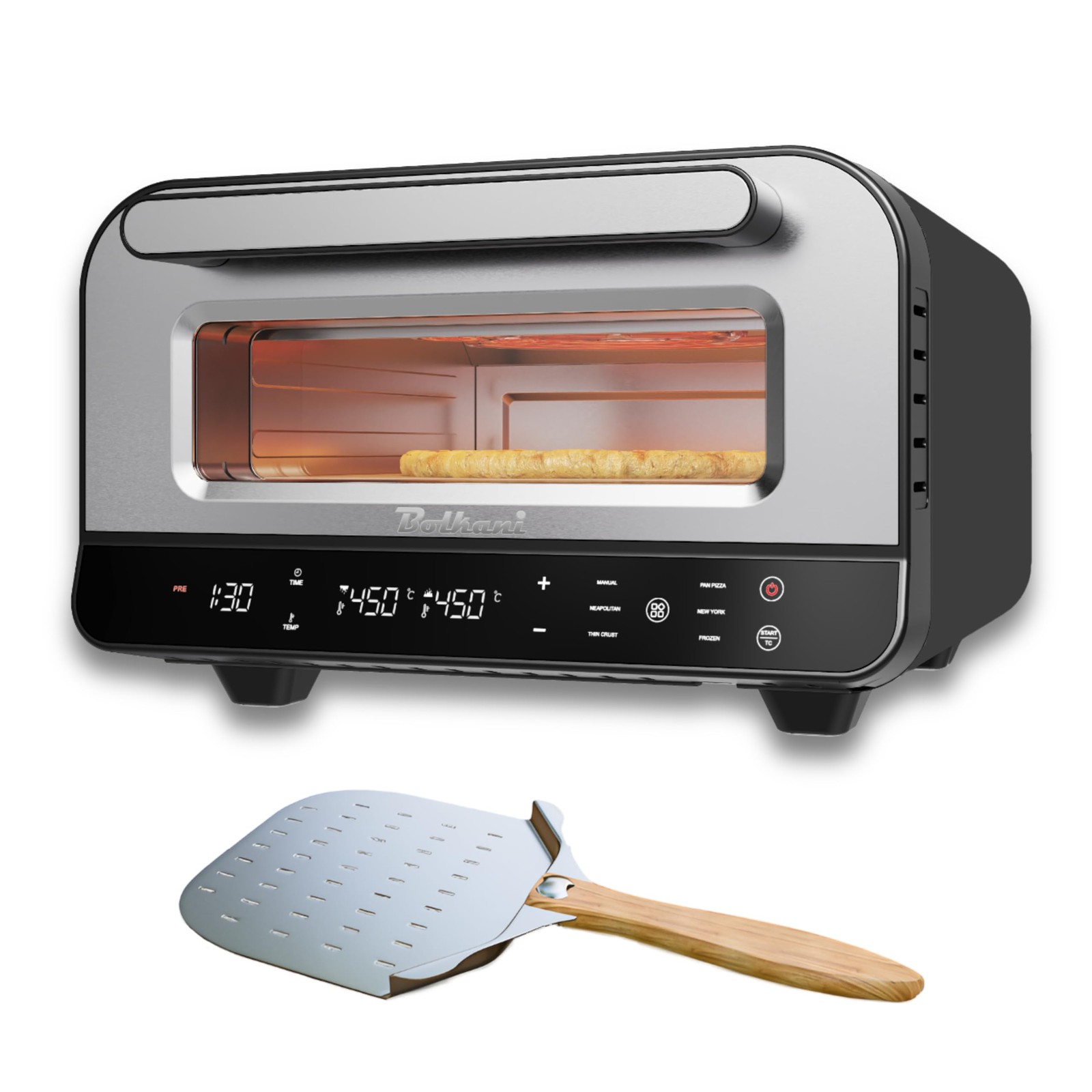 Forno elettrico per pizza – 450 °C con pietra e pala per pizza – (X3J)