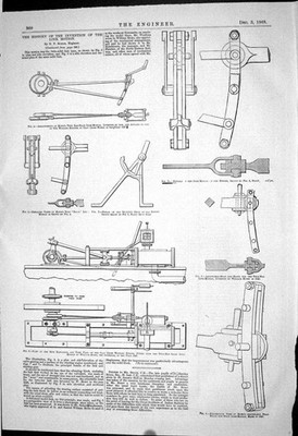 Alte 1869 Geschichte Erfindung Link Motion Burgh Engineering Howe Motor viktorianisch