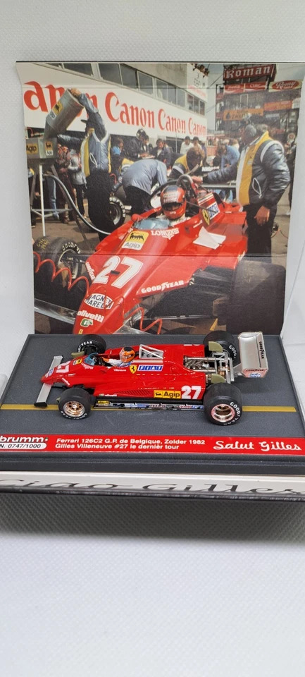 BRUMM S12/52 1/43 F1 FERRARI 126 C2 GILLES VILLENEUVE ZOLDER LAST LAP 1982 RARE - Immagine 4 di 4