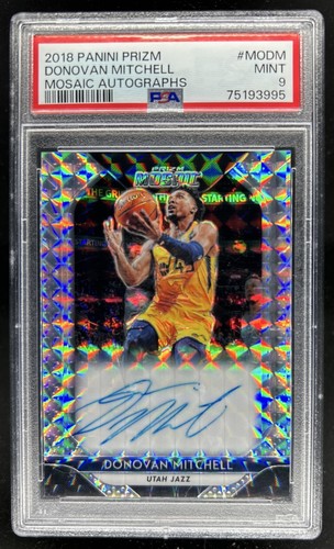 2018-19 Panini Mosaic Prizm Donovan Mitchell Auto Autograph #MO-DM Jazz PSA 9
