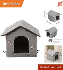 Outdoor Cat House Weatherproof Insulated Shelter for Outdoor Cats Grey