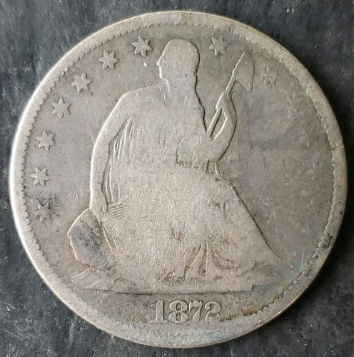1872 S 50c Seated Liberty Silver Half Dollar