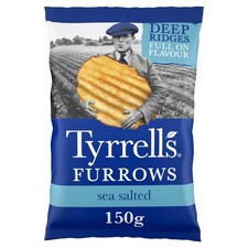 Tyrrells Crisps Furrows SEA SALTED 150g Sharing 150 g (Pack of 1), Sea Salted 