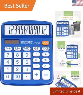 Desktop Calculator 12 Digit with Large LCD Display and Sensitive Button, Sola...