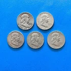 Lot of 5 Franklin  HALF DOLLARS - 1959-1963