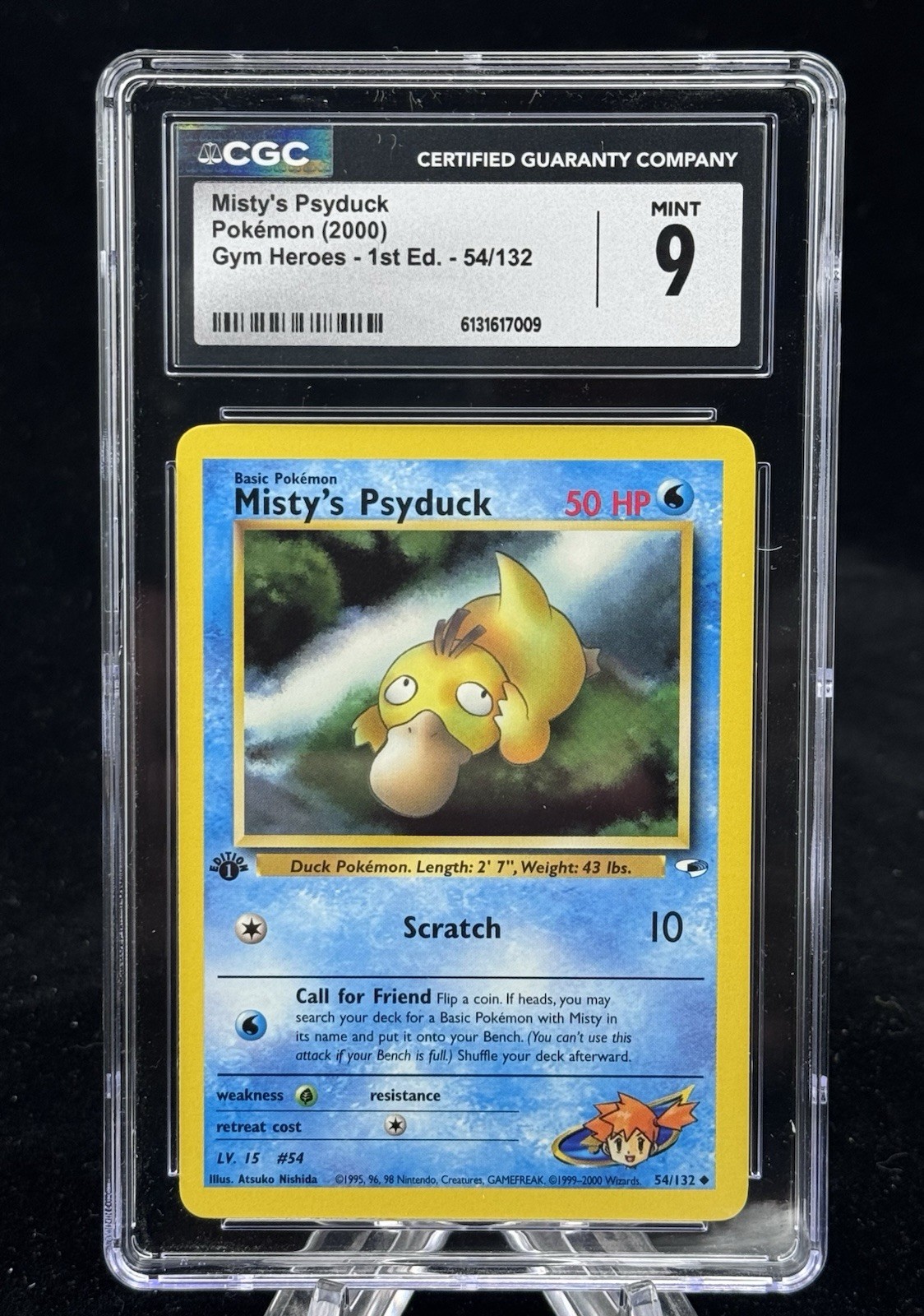 Misty’s Psyduck #54 1st Edition Gym Heroes 2000 Pokemon CGC 9 💦