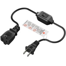2 Prong Polarized Plug Extension Cord with On Off Switch for Lamps, 2Ft