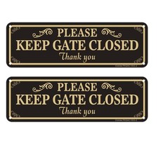 2 Pack Please Keep Gate Closed Sign 10 X 3 Inches Rust Free Aluminum Metal Warni