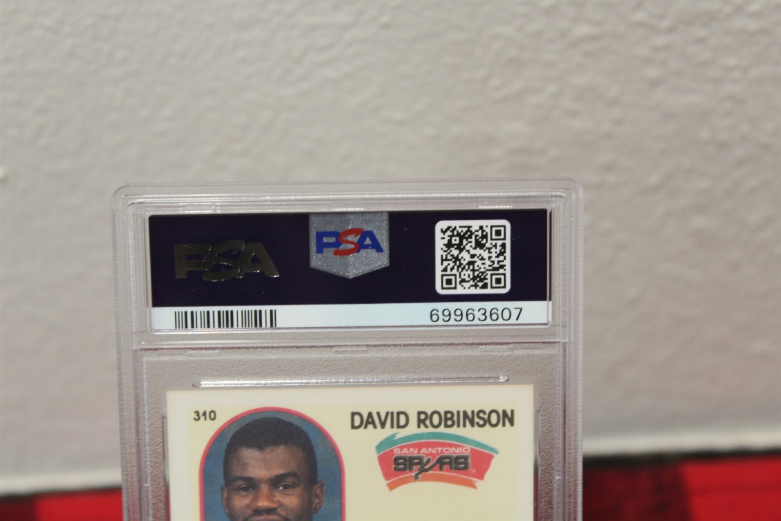 Vintage 1989 Hoops Spurs David Robinson #310 PSA Graded NM-MT 8 Card view 7