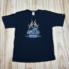 Vintage Big Dog Motorcycles Pitbull Fire Flames Graphic Logo Y2K Tribal Large