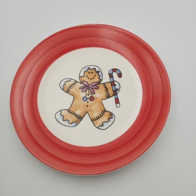 Christmas Swirl Gingerbread man 8 1/4'' plate, Santa cookie plate