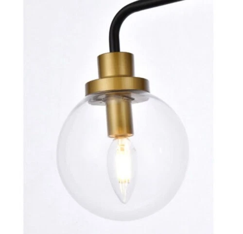 Living District Hanson 2-Light Metal Bath Sconce w/Clear Shade in Black/Brass - Picture 3 of 6