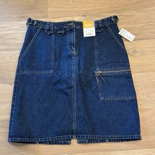 Vintage NWT Y2K Faded Glory Denim Cargo Utility Skirt Sz 12 Dark Wash Pockets