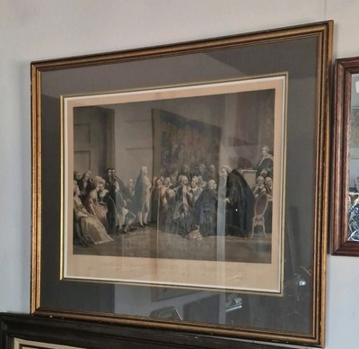 Benjamin Franklin Before the Lords in Council 1774 Framed Hand Colored Print