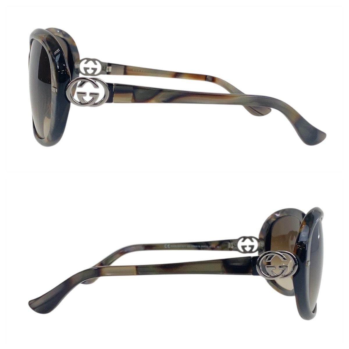 Gucci Interlocking Marble Sunglasses Silver Brown… - image 5