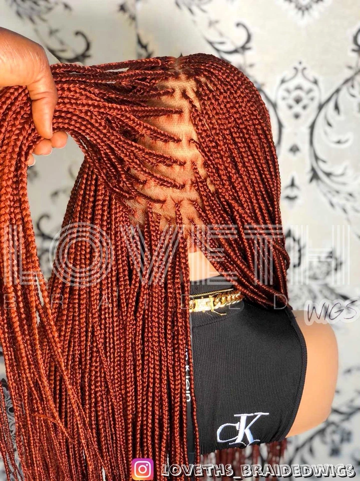 Se envía al día siguiente (ENVÍO 2 DÍAS) Peluca trenzada de encaje completo Cornrow, trenza negra sin nudos Foto 4 de 4