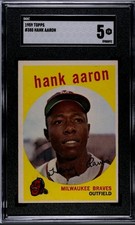 1959 Topps #380 Hank Aaron (HOF) SGC 5 ~ Nice Eye Appeal Vintage Card