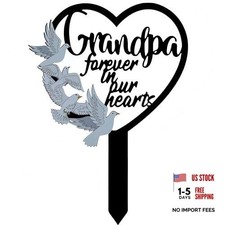 HPMAISON 11 inch Metal Memorial Stake Grave Decorations for Cemetery Grandpa