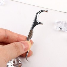 Stainless Steel Toothpick Dental Floss Reusable Flossing Holder Teeth Clean;;b