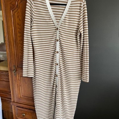 Beige and white striped knit dress XL | eBay