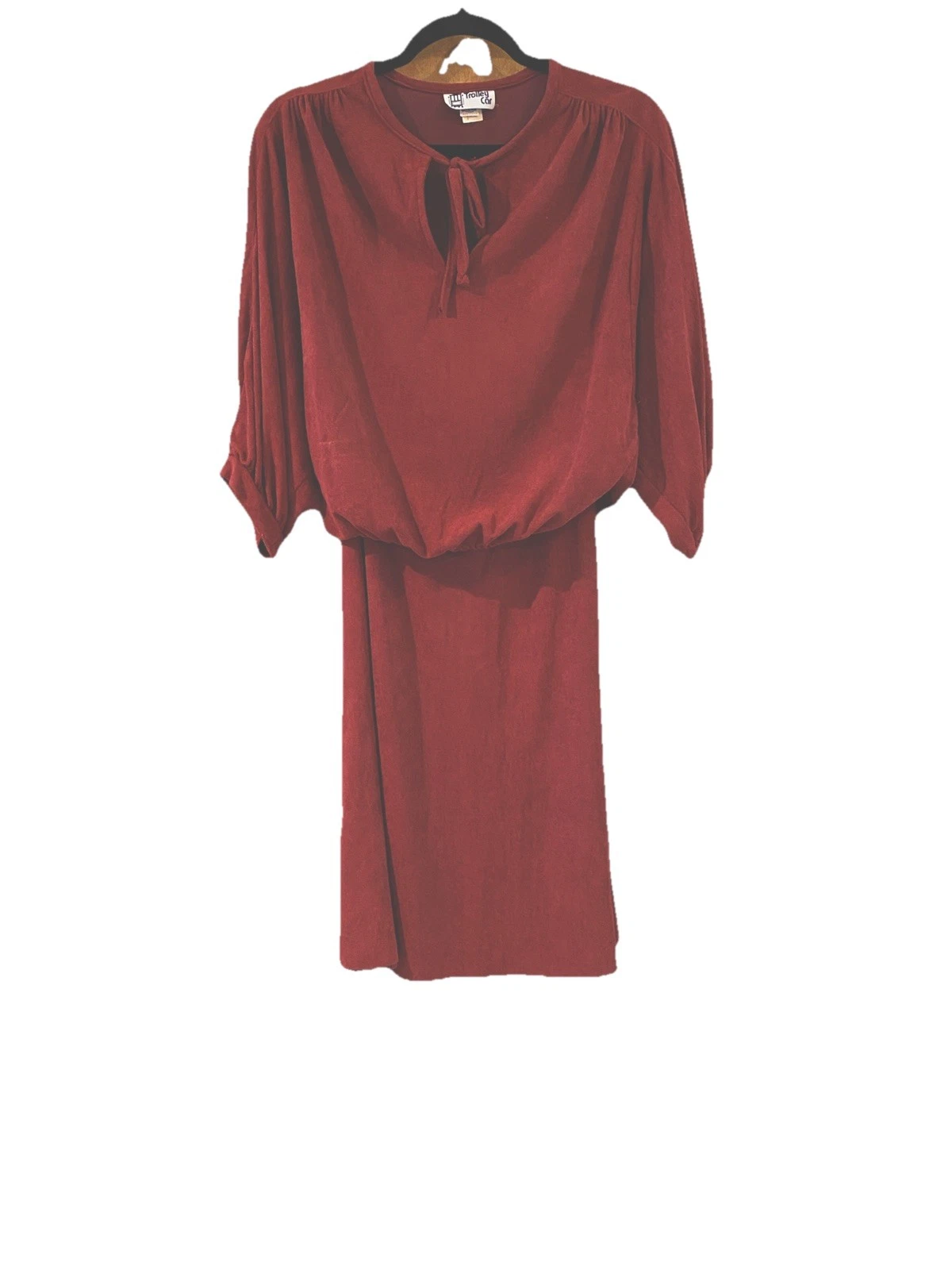 Vintage 1970s 2 pc Burgandy Dress Size 11 Union label Trolly Car Union Label