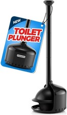Toilet Plunger with Holder Set, Black, 19-inch