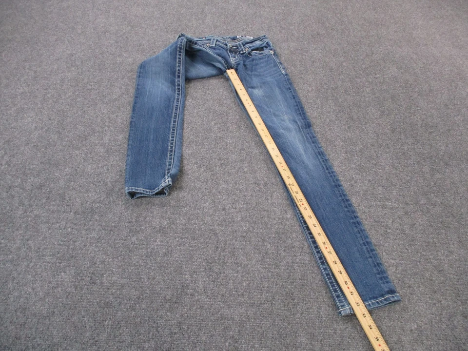 Miss Me 牛仔女式 26 蓝色牛仔紧身褪色水钻翅膀学院风 Y2K — 第 3/4 张图片