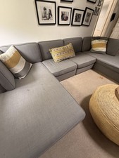 Large U-Shaped Modular Sofa Grey | Dual Chaises | Washable Covers