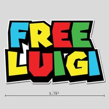 Free Luigi Sticker Colorful Parody 3.75" Vinyl Decal