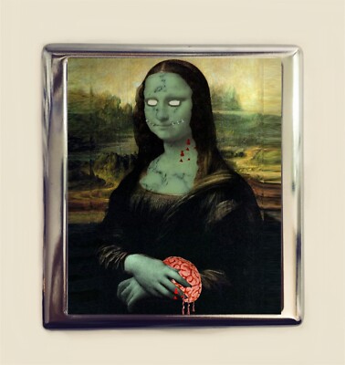 Mona Lisa Zombie Cigarette Case Business Card ID Holder Wallet Pop Art Da Vinci